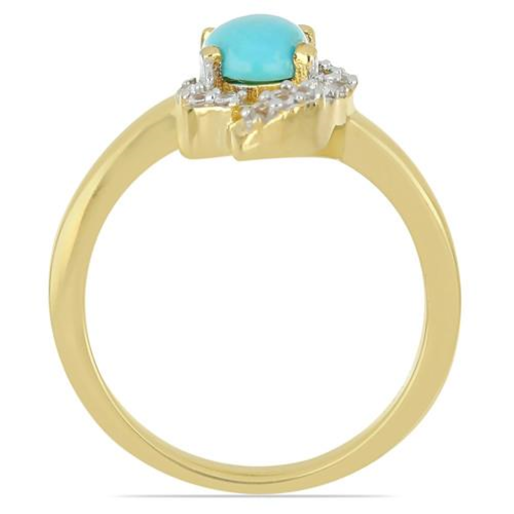 BUY STERLING SILVER NATURAL BLUE TURQUOISE GEMSTONE CLASSIC RING