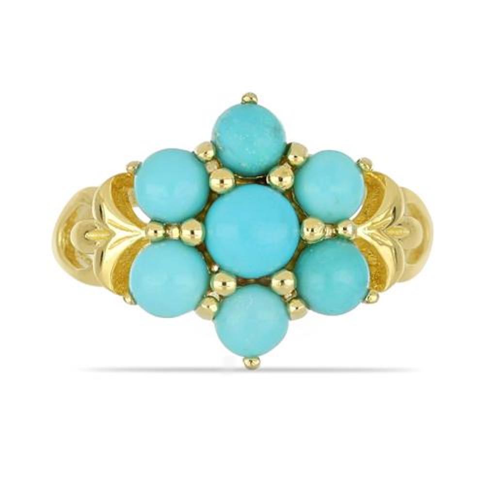 BUY NATURAL BLUE TURQUOISE GEMSTONE RING IN STERLING SILVER