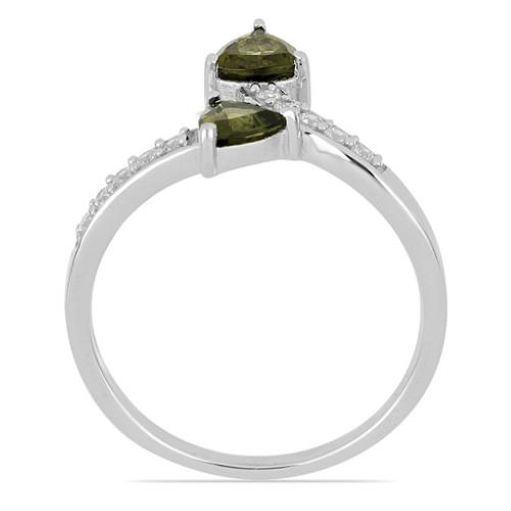 BUY STERLING SILVER REAL MOLDAVITE GEMSTONE CLASSIC RING