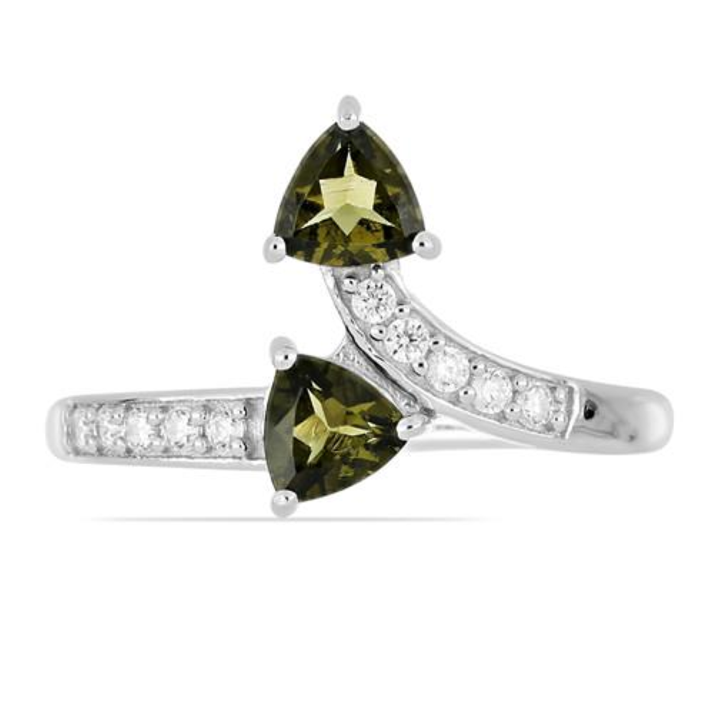 BUY STERLING SILVER REAL MOLDAVITE GEMSTONE CLASSIC RING