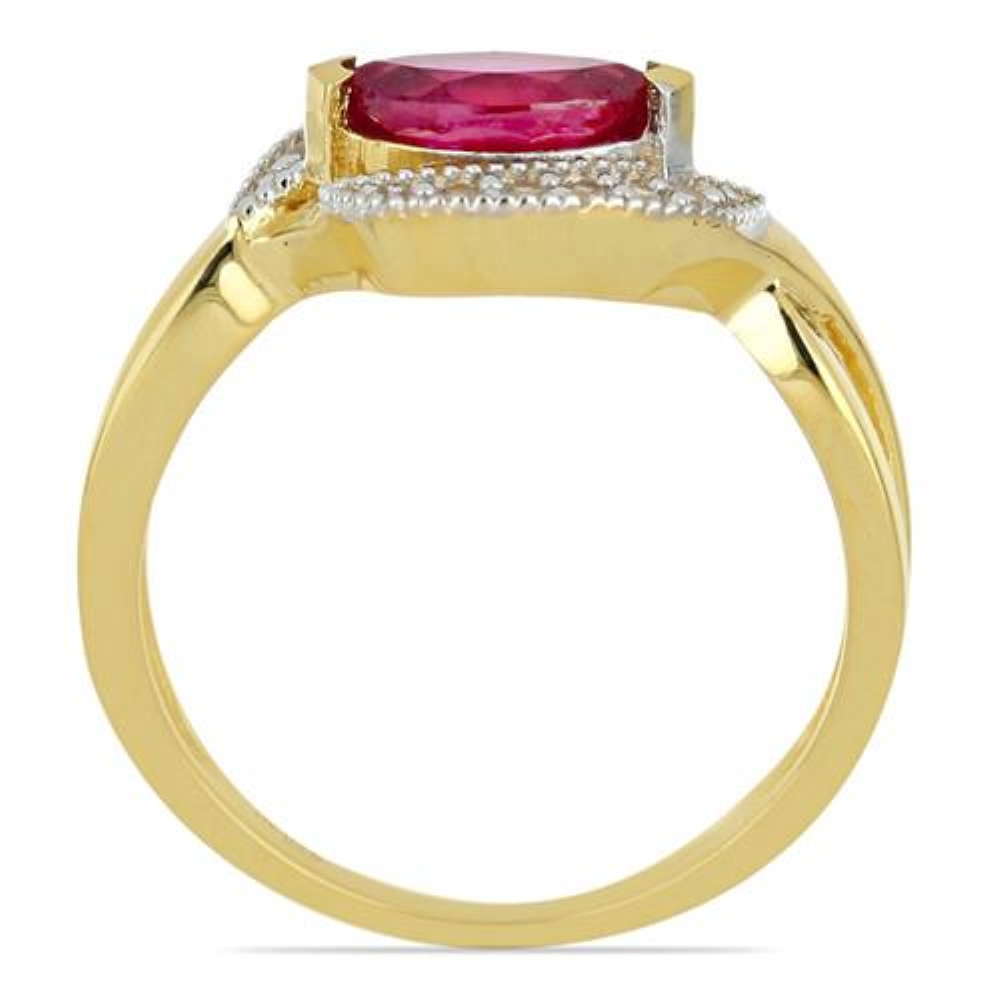 BUY 14K GOLD  GLASS FILLED RUBY GEMSTONE CLASSIC RING