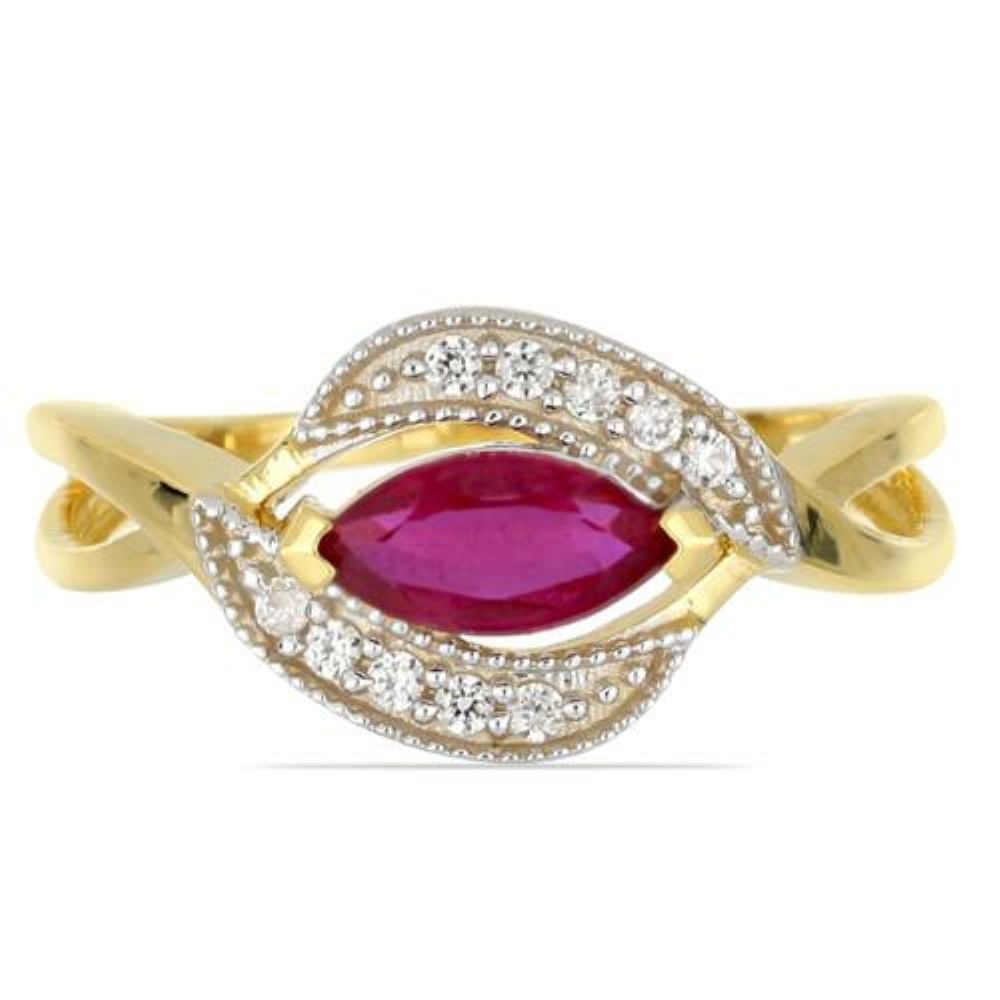 BUY 14K GOLD  GLASS FILLED RUBY GEMSTONE CLASSIC RING
