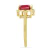 BUY 14K GOLD NATURAL GLASS FILLED RUBY GEMSTONE WHITE DIAMOND CLASSIC RING