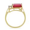 BUY 14K GOLD NATURAL GLASS FILLED RUBY GEMSTONE WHITE DIAMOND CLASSIC RING