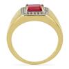 BUY 14K GOLD NATURAL GLASS FILLED RUBY GEMSTONE HALO RING WITH WHITE DIAMOND