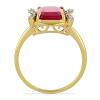 BUY 14K GOLD GLASS FILLED RUBY GEMSTONE WHITE DIAMOND CLASSIC RING