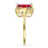 BUY 14K GOLD GLASS FILLED RUBY GEMSTONE WHITE DIAMOND CLASSIC RING