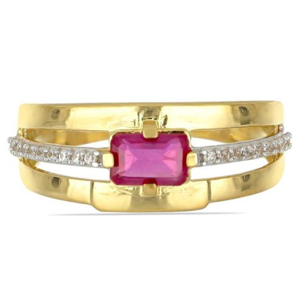 BUY 14K GOLD REAL GLASS FILLED RUBY GEMSTONE CLASSIC RING