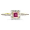BUY 14K GOLD NATURAL GLASS FILLED RUBY GEMSTONE HALO RING