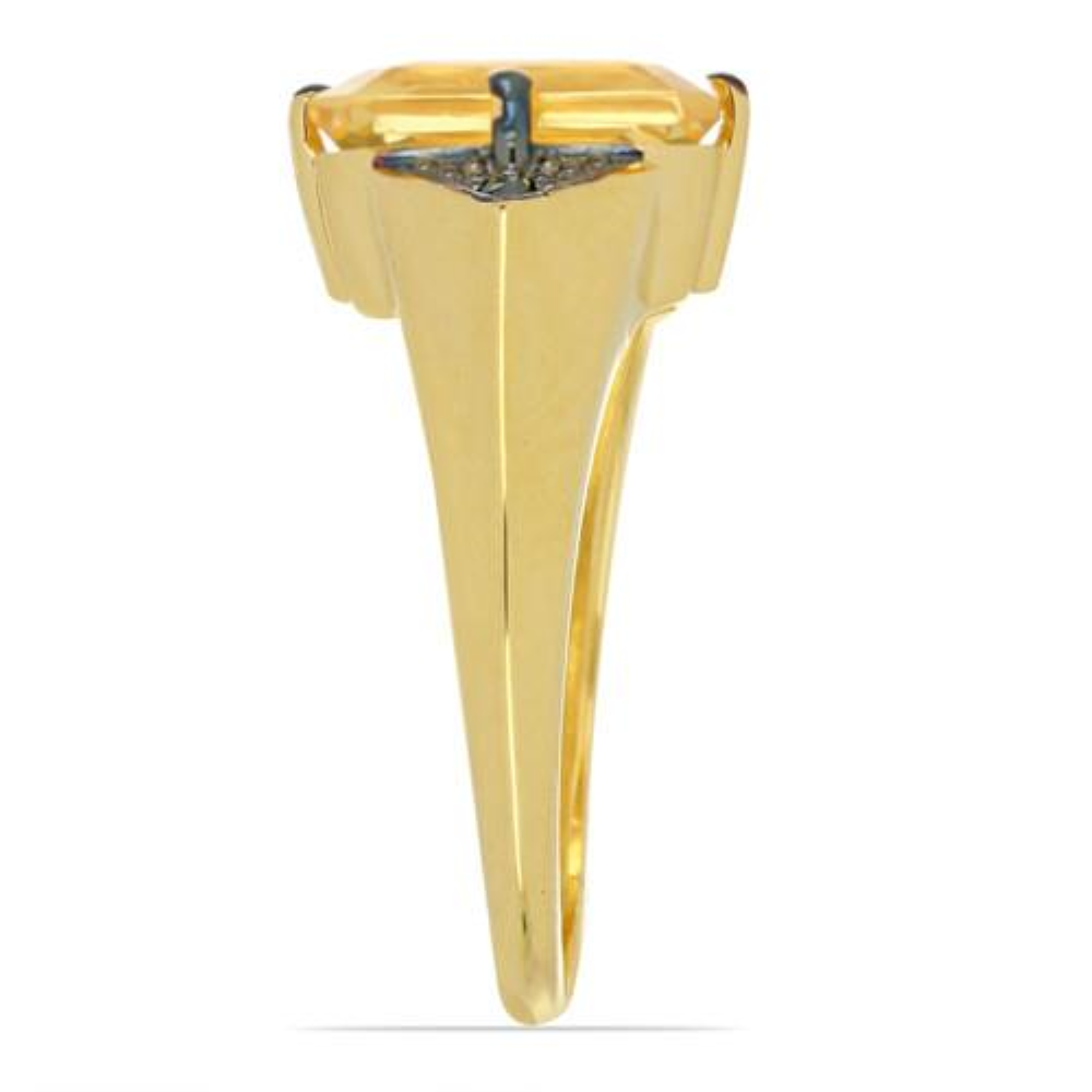 BUY 14K GOLD REAL CITRINE GEMSTONE CLASSIC RING WITH WHITE DIAMOND