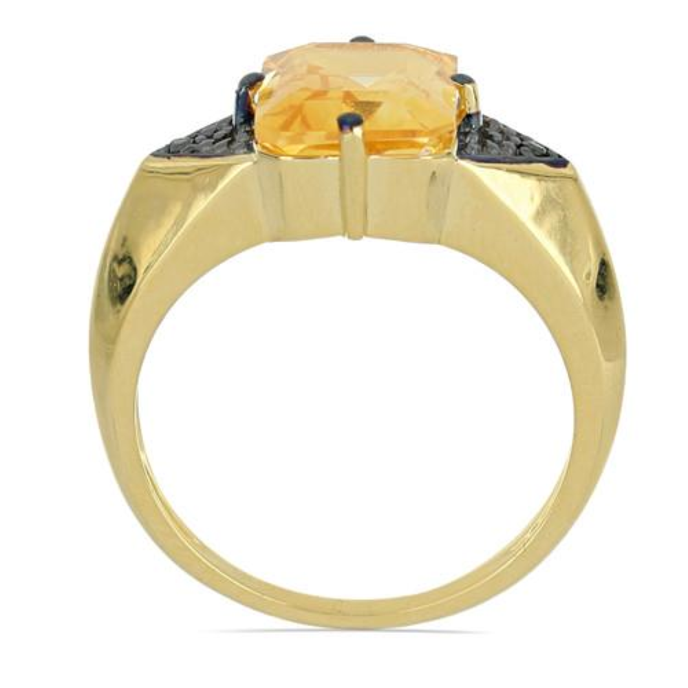 BUY 14K GOLD REAL CITRINE GEMSTONE CLASSIC RING WITH WHITE DIAMOND