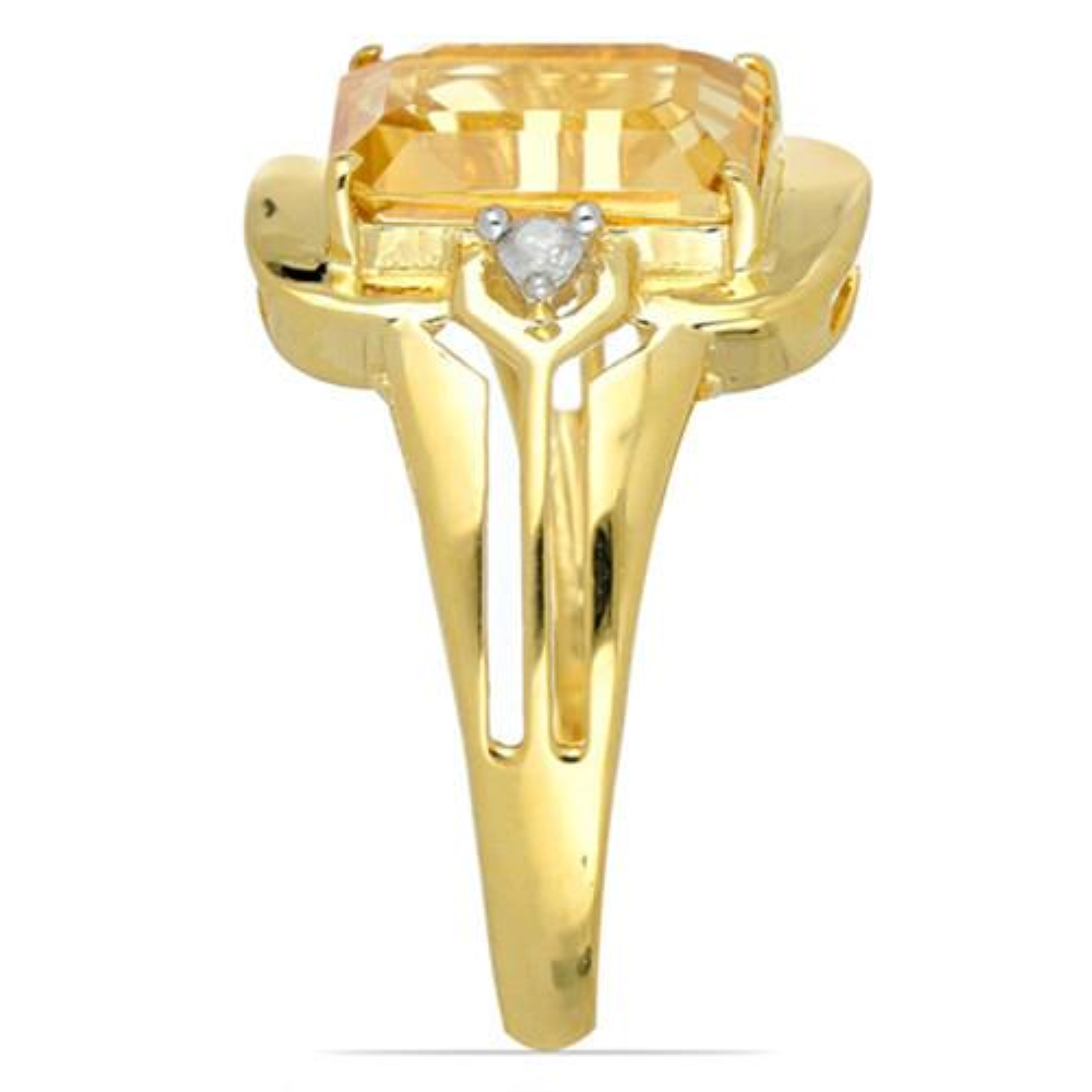 BUY 14K GOLD NATURAL CITRINE GEMSTONE CLASSIC RING WITH WHITE DIAMOND