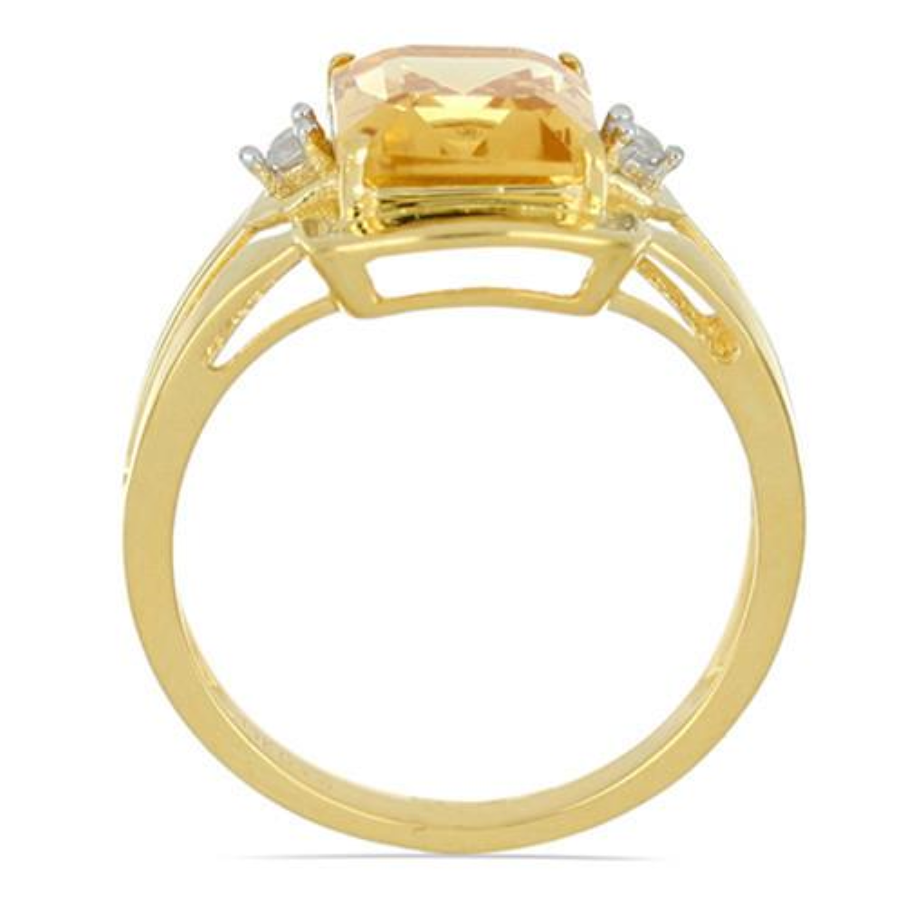 BUY 14K GOLD NATURAL CITRINE GEMSTONE CLASSIC RING WITH WHITE DIAMOND