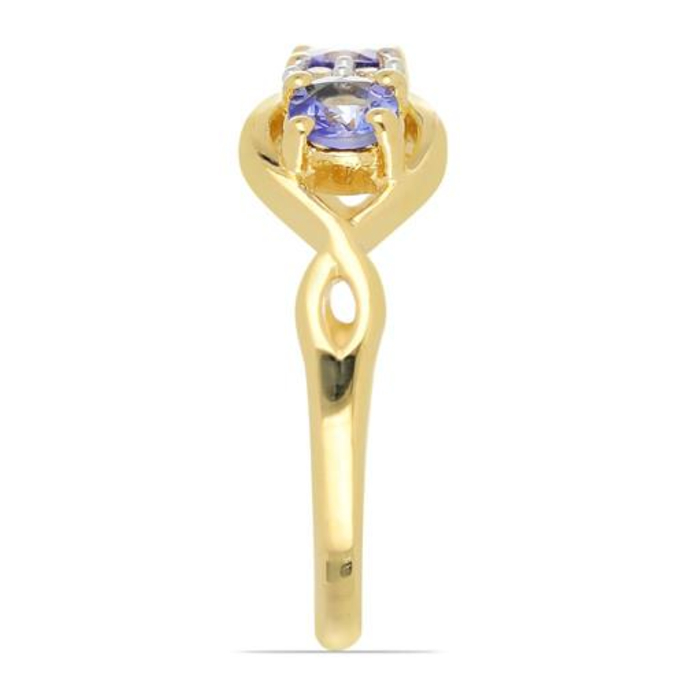BUY 925 SILVER GOLD PLATED NATURAL TANZANITE GEMSTONE RING