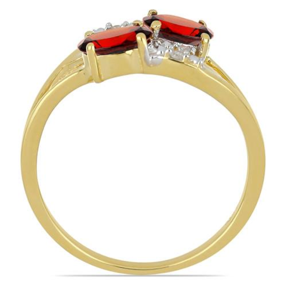 BUY 14K GOLD NATURAL GARNET GEMSTONE STYLISH RING WITH WHITE DIAMOND