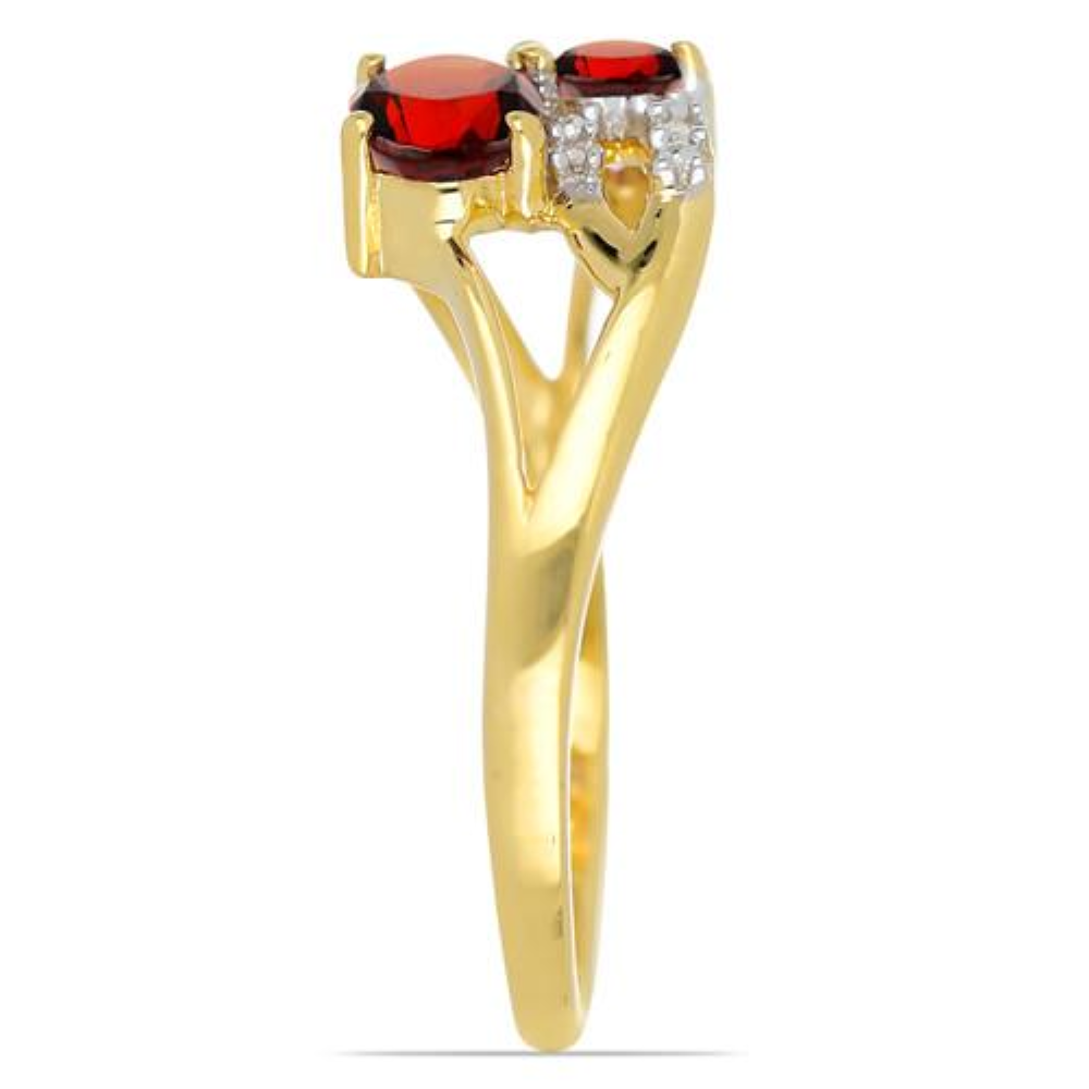 BUY 14K GOLD NATURAL GARNET GEMSTONE STYLISH RING WITH WHITE DIAMOND