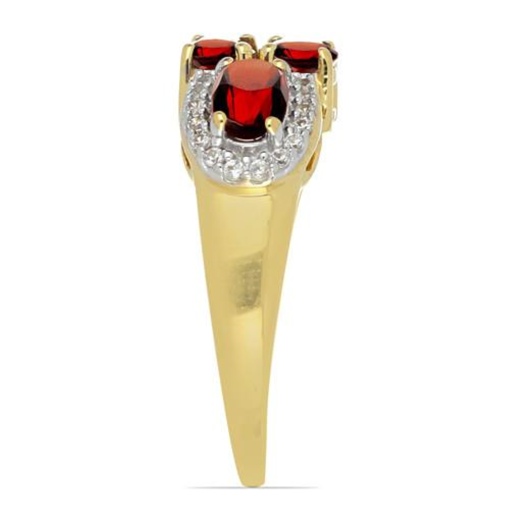BUY 14K GOLD NATURAL GARNET GEMSTONE RING WITH WHITE DIAMOND