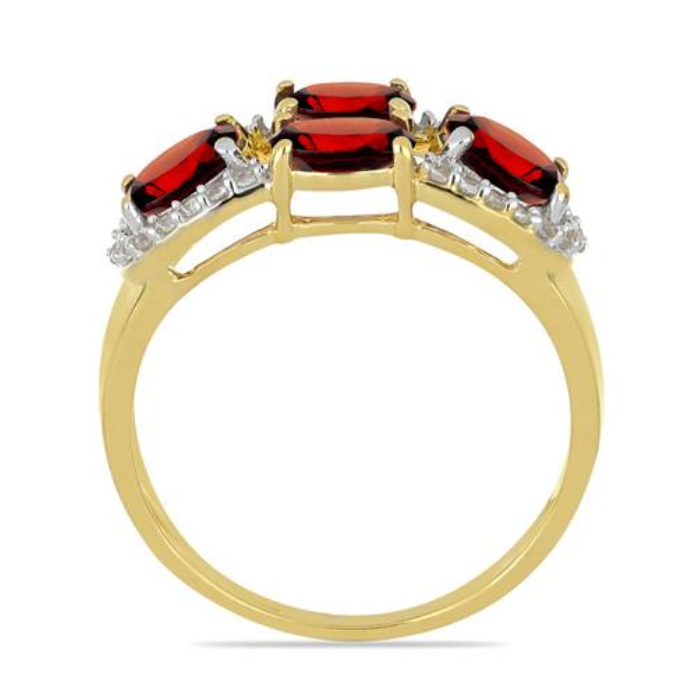 BUY 14K GOLD NATURAL GARNET GEMSTONE RING WITH WHITE DIAMOND