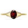BUY 14K GOLD REAL GARNET GEMSTONE WITH WHITE DIAMOND CLASSIC RING