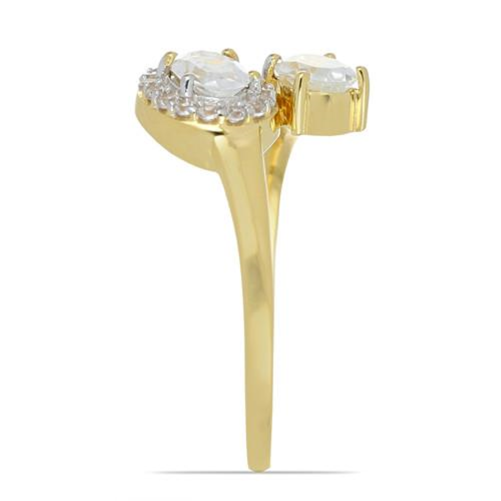BUY 14K GOLD NATURAL WHITE DIAMOND AND WHITE ZIRCON GEMSTONE CLASSIC RING