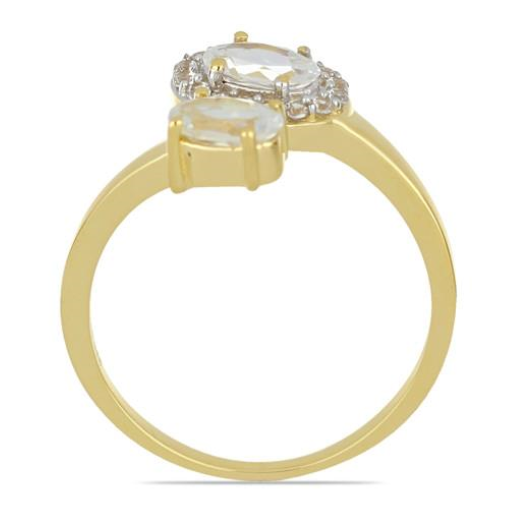 BUY 14K GOLD NATURAL WHITE DIAMOND AND WHITE ZIRCON GEMSTONE CLASSIC RING