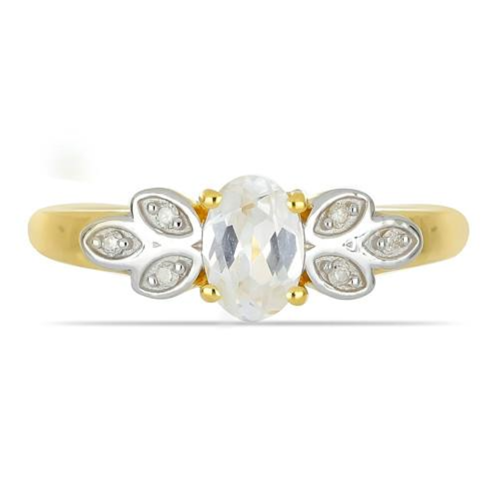 BUY 14K GOLD WHITE DIAMOND GEMSTONE CLASSIC RING
