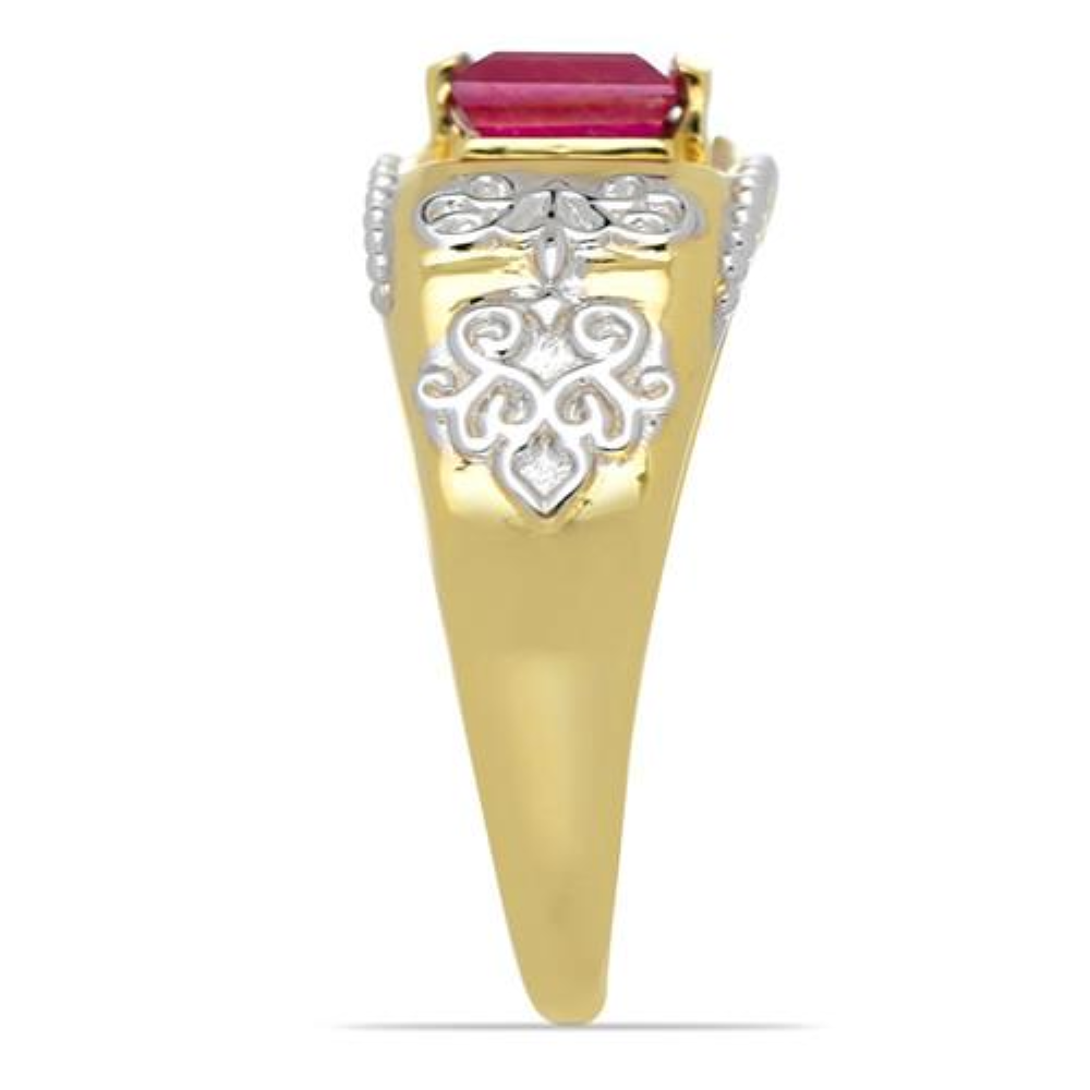 BUY 14K GOLD NATURAL GLASS FILLED RUBY GEMSTONE SINGLE STONE RING