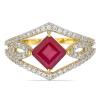 BUY 14K GOLD GLASS FILLED RUBY GEMSTONE CLASSIC RING WITH WHITE DIAMOND