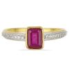 BUY NATURAL GLASS FILLED RUBY GEMSTONE 14K GOLD CLASSIC RING WITH WHITE DIAMOND