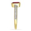 BUY NATURAL GLASS FILLED RUBY GEMSTONE 14K GOLD CLASSIC RING WITH WHITE DIAMOND