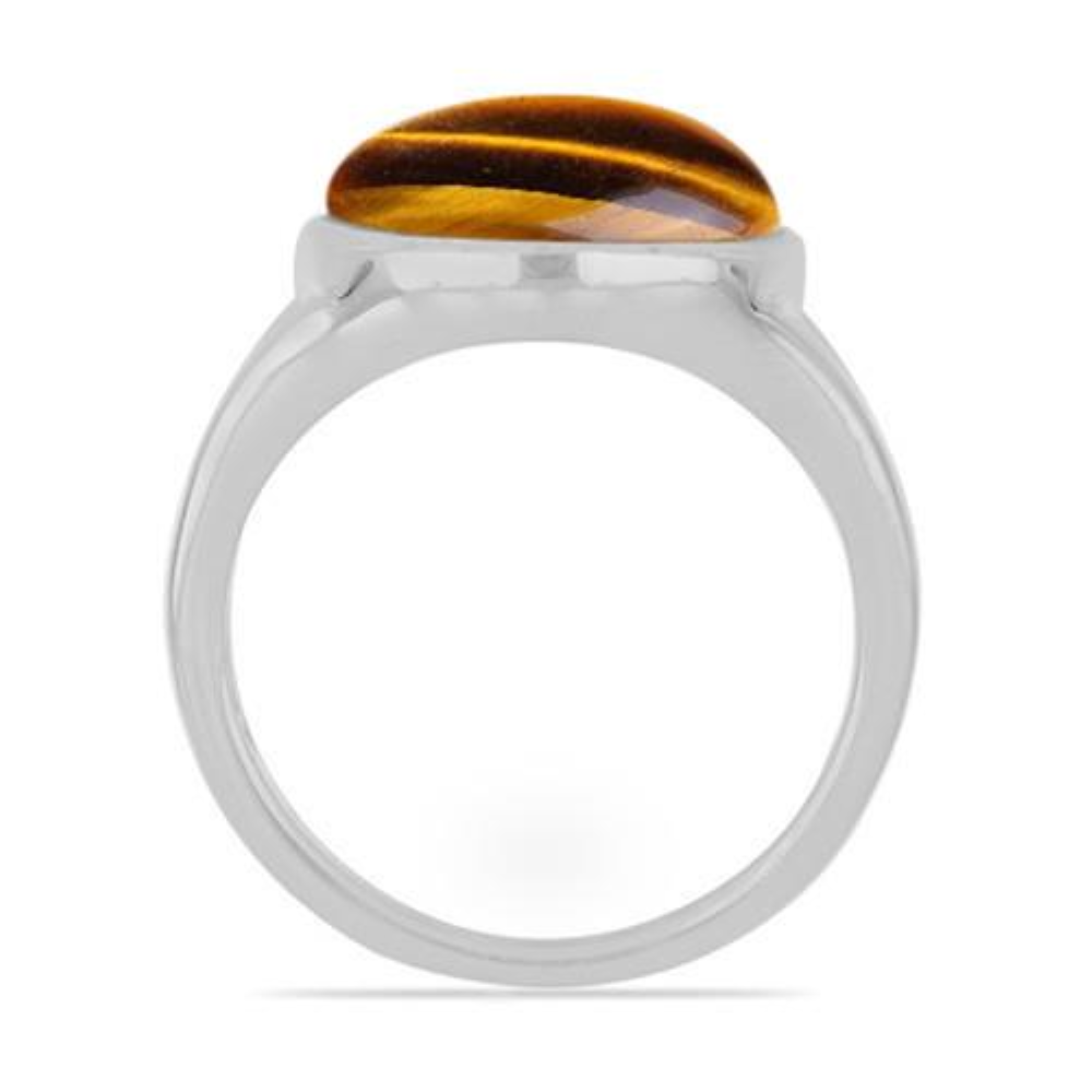 BUY REAL TIGER EYE GEMSTONE BIG STONE RING IN 925 SILVER