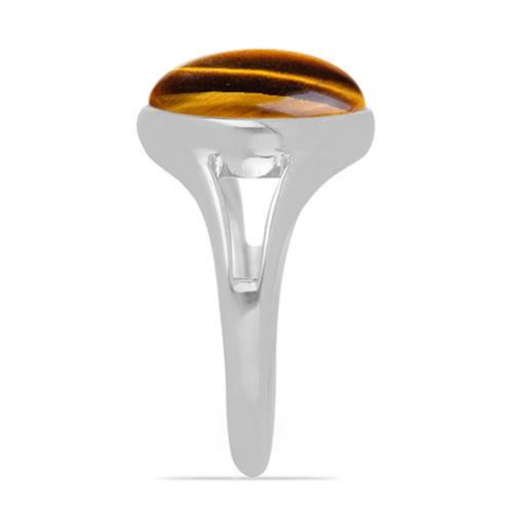 BUY REAL TIGER EYE GEMSTONE BIG STONE RING IN 925 SILVER