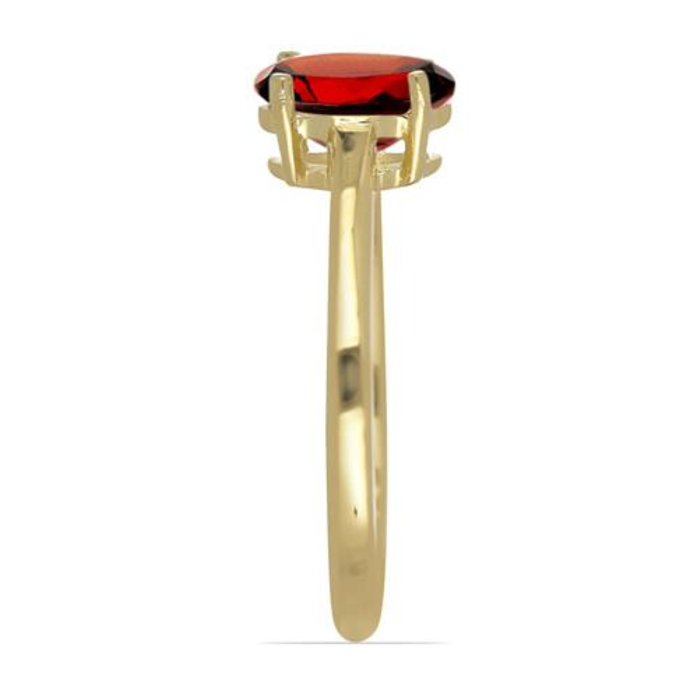 STERLING SILVER GOLD PLATED NATURAL GARNET SINGLE STONE RING
