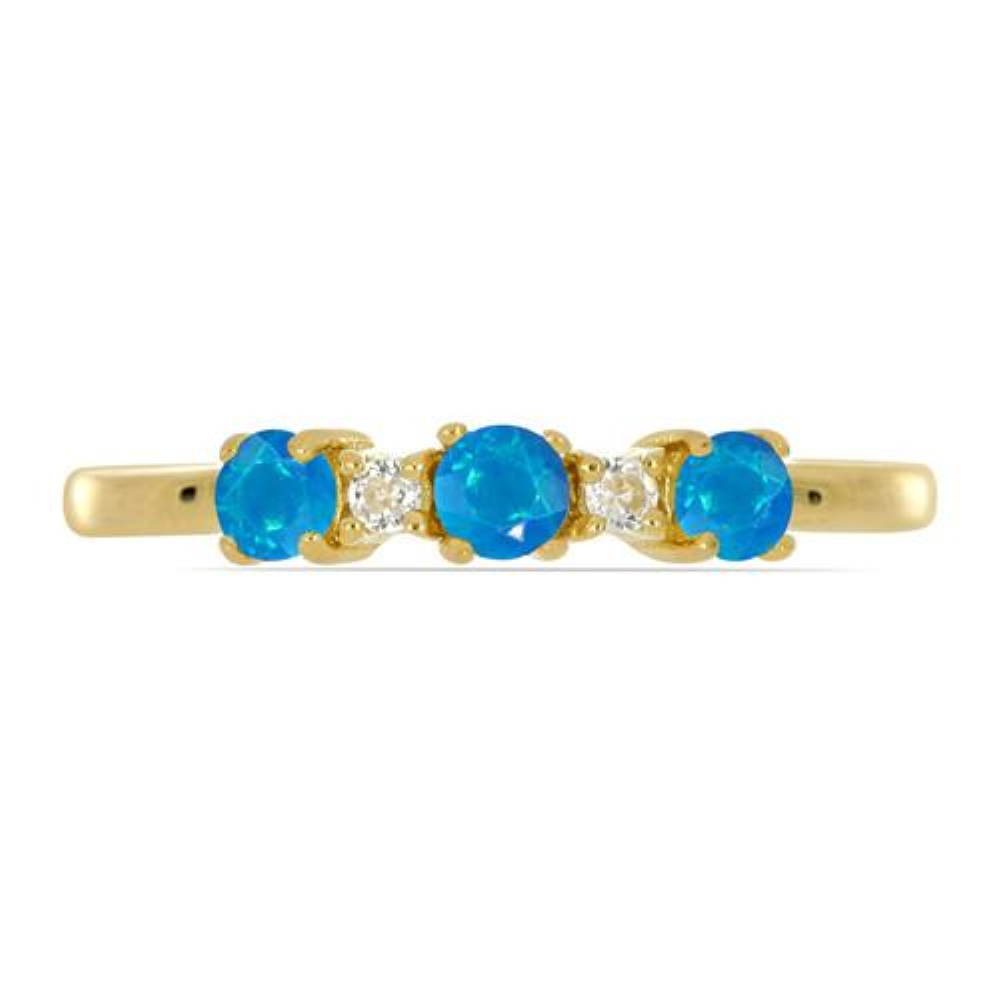 BUY 925 SILVER NATURAL APATITE GEMSTONE GOLD PLATED RING 