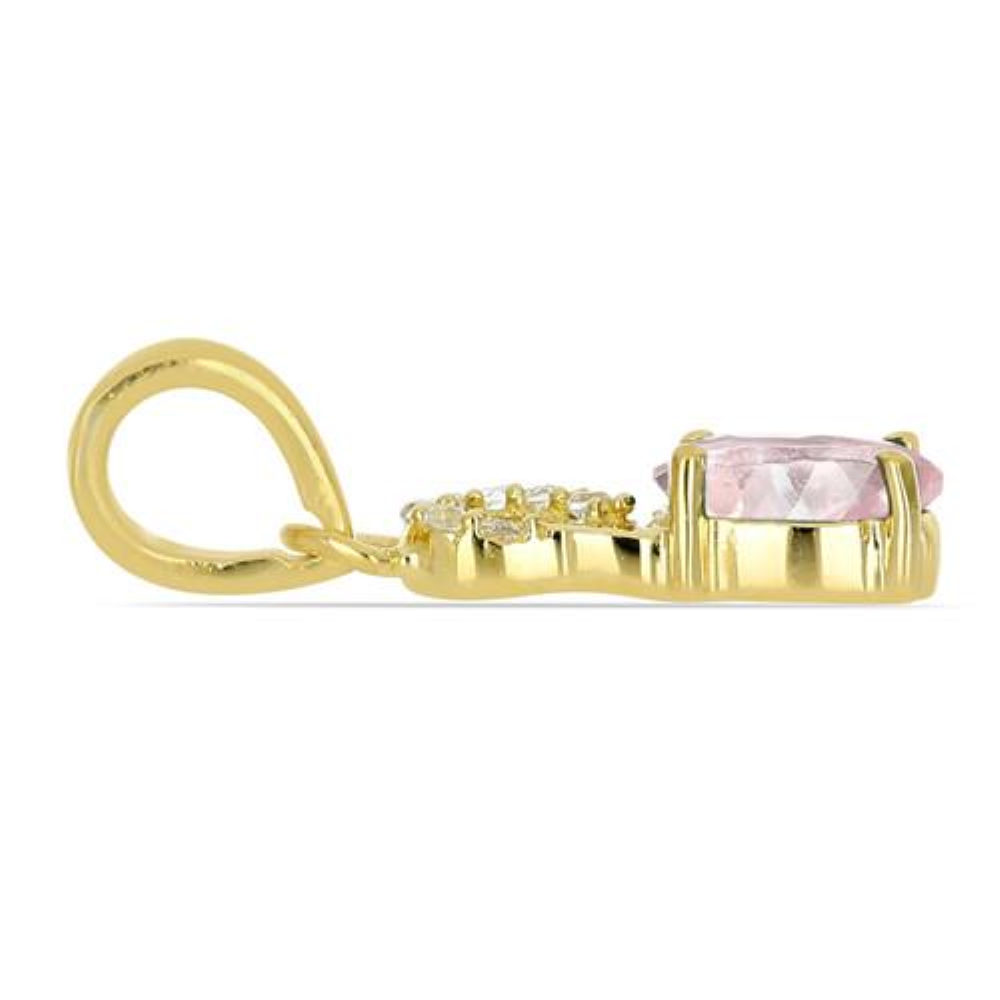 BUY 14K GOLD  MORGANITE GEMSTONE CLASSIC PENDANTWITH WHITE DIAMOND