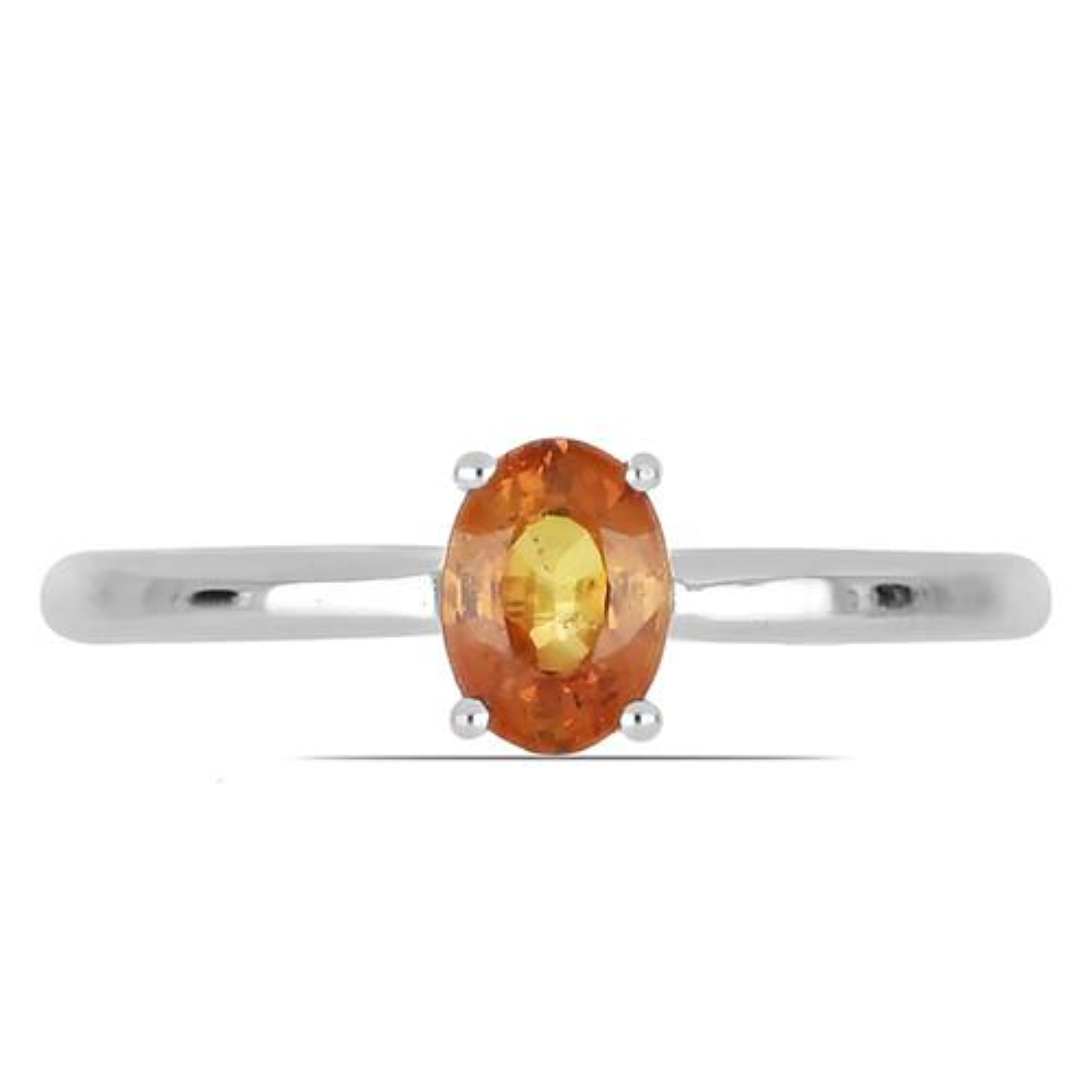 BUY NATURAL ORANGE SAPPHIRE GEMSTONE RING IN 925 SILVER