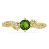 BUY 14K GOLD NATURAL CHROME DIOPSIDE GEMSTONE CLASSIC RING WITH WHITE DIAMOND