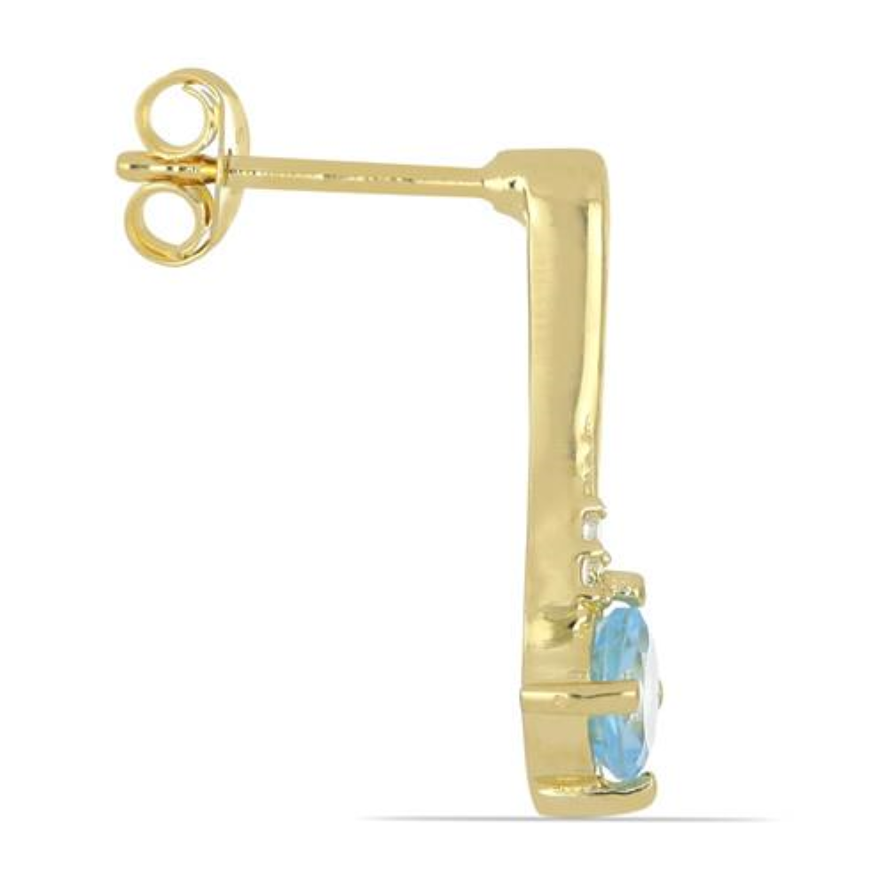 BUY 14K GOLD REAL AQUAMARINE GEMSTONE CLASSIC EARRINGS
