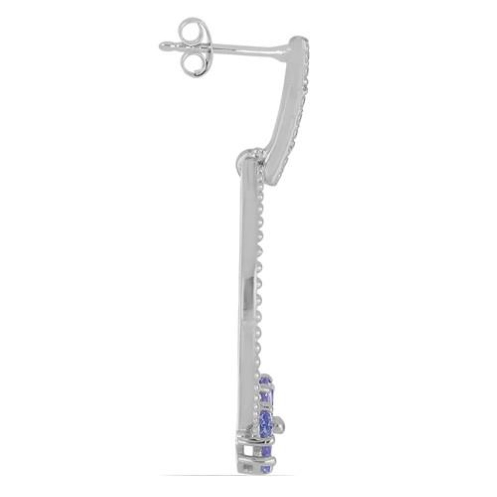 BUY 925 STERLING SILVER NATURAL TANZANITE GEMSTONE FLORAL EARRINGS
