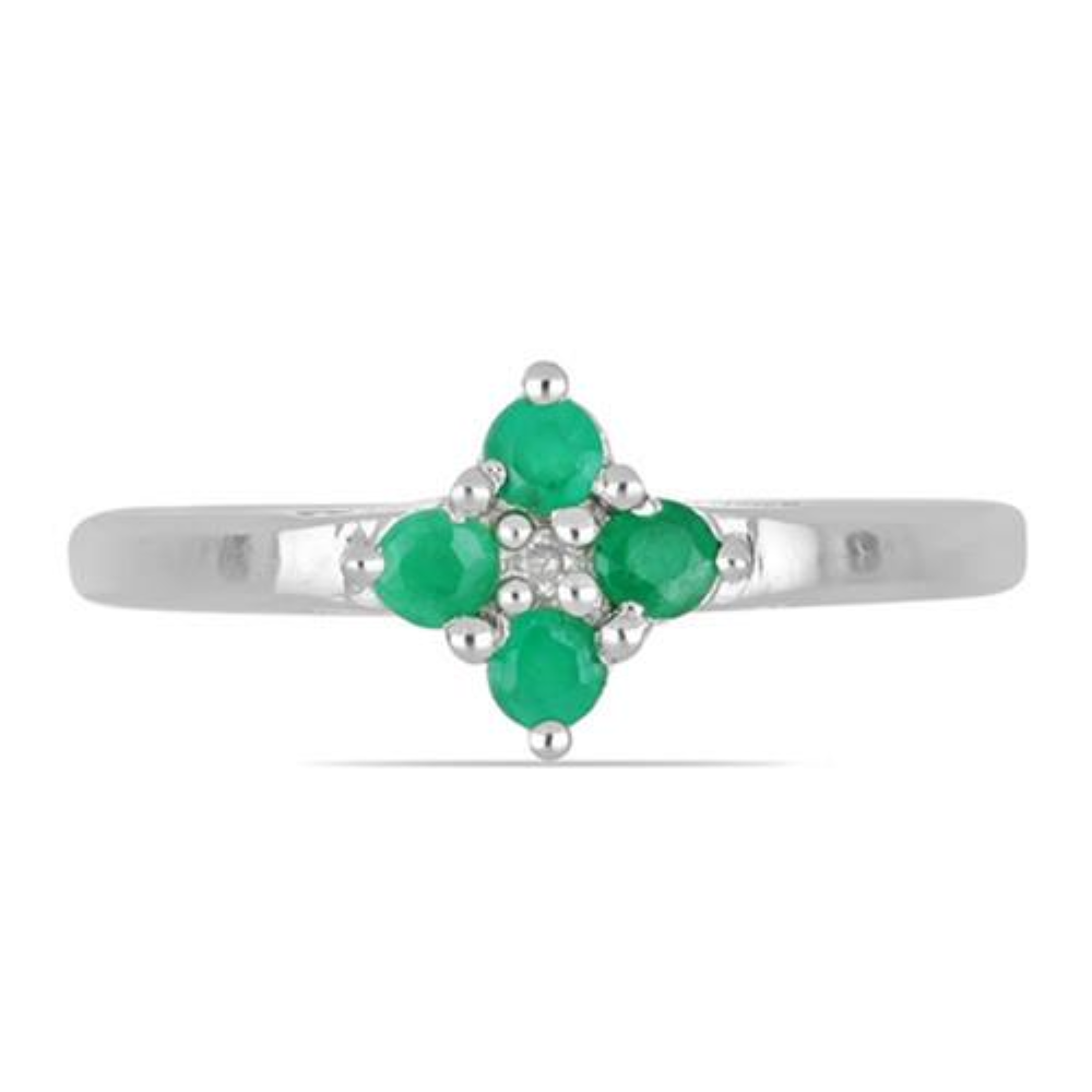 BUY STERLING SILVER NATURAL EMERALD MULTI GEMSTONE RING