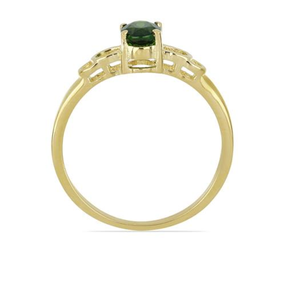 BUY REAL CHROME DIOPSIDE GEMSTONE GOLD PLATED RING IN 925 SILVER