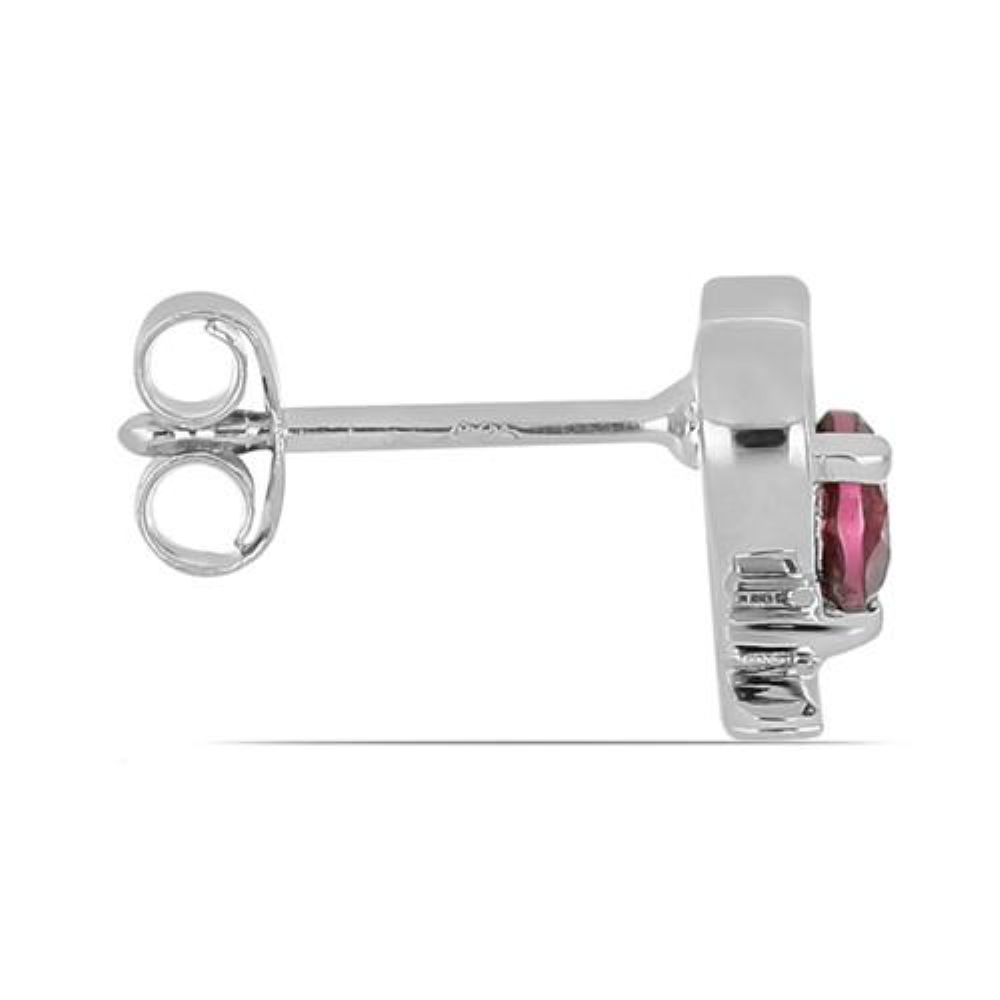 BUY 925 SILVER GENUINE RHODOLITE SINGLE STONE EARRINGS