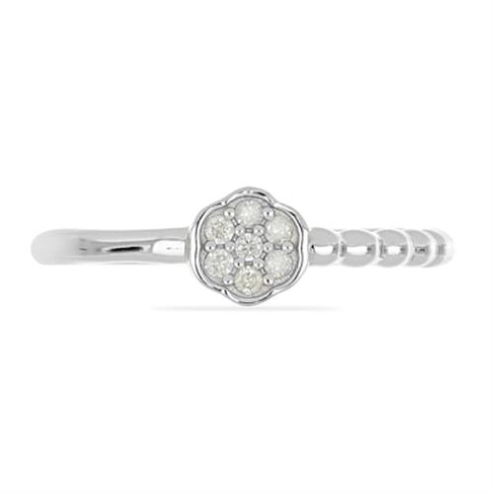 BUY NATURAL WHITE DIAMOND DOUBLE CUT GEMSTONE RING IN STERLING SILVER