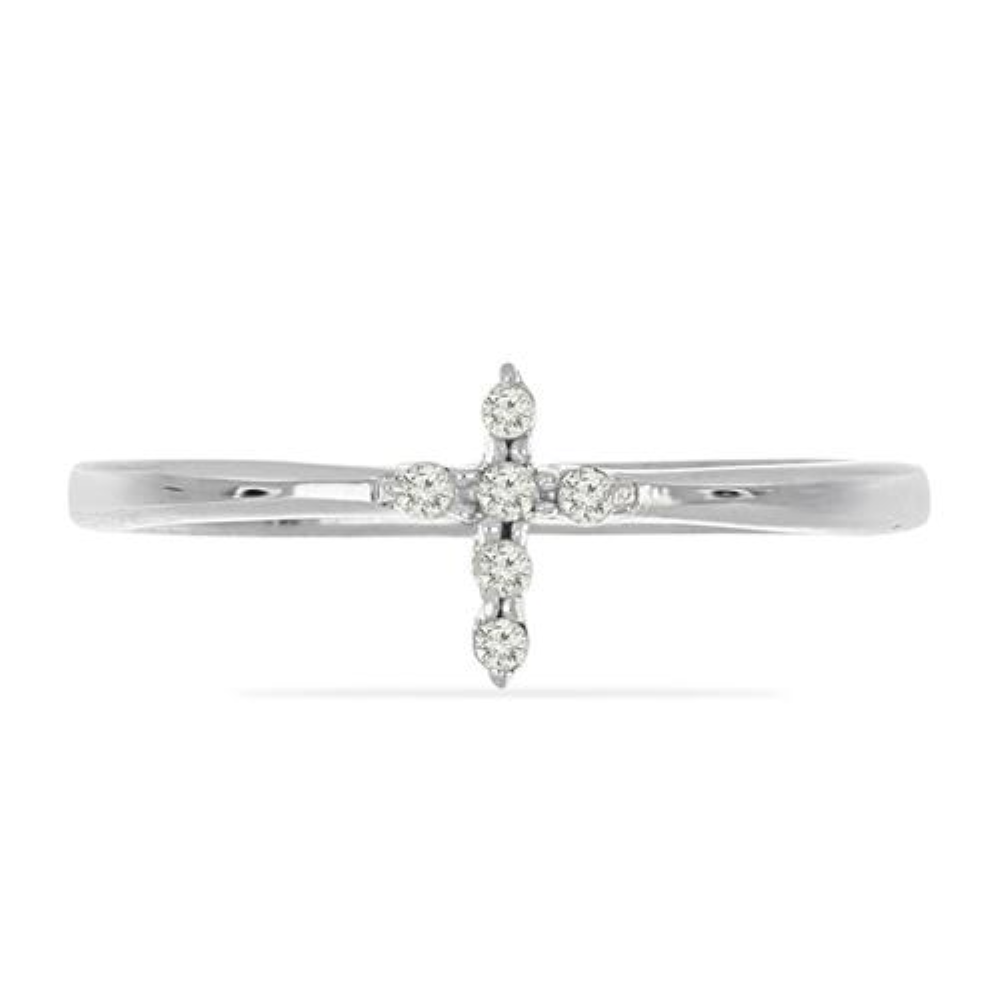BUY REAL WHITE DIAMOND DOUBLE-CUT GEMSTONE RING IN 925 SILVER