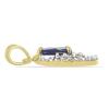 BUY 14K GOLD NATURAL BLUE SAPPHIRE GEMSTONE CLASSIC PENDANT WITH WHITE DIAMOND