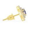 BUY 14K GOLD HALO EARRINGS WITH IOLITE AND WHITE DIAMOND