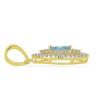 BUY 14K GOLD REAL SKY BLUE TOPAZ GEMSTONE WITH WHITE DIAMOND HALO PENDANT