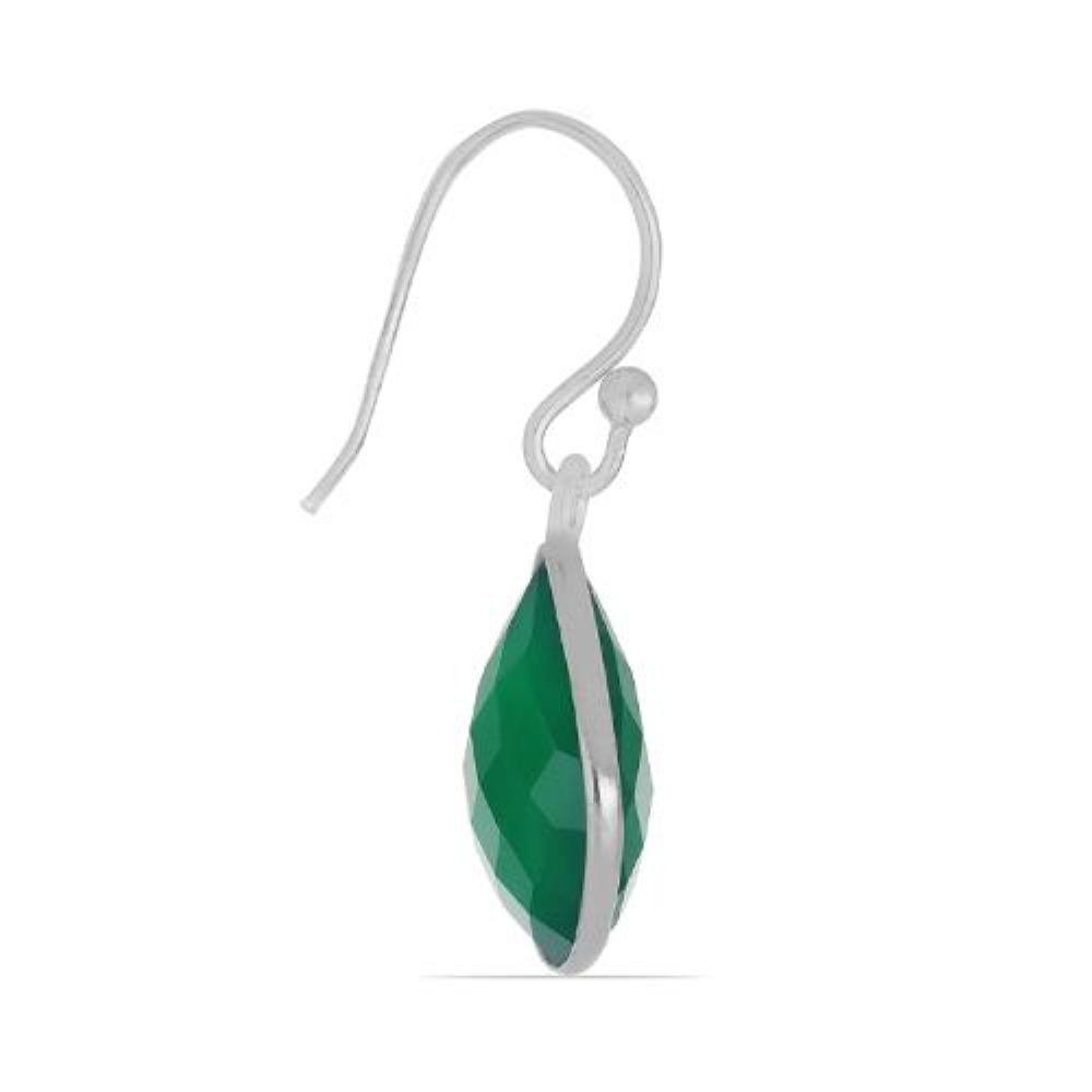 BUY 925 SILVER NATURAL GREEN ONYX GEMSTONE BIG STONE EARRINGS
