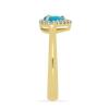 BUY 14K GOLD  NATURAL BLUE TURQUOISE GEMSTONE HALO RING WITH WHITE DIAMOND