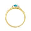 BUY 14K GOLD  NATURAL BLUE TURQUOISE GEMSTONE HALO RING WITH WHITE DIAMOND